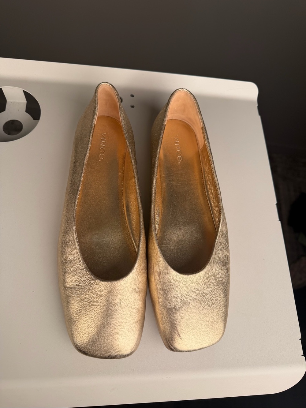 Vince Metallic Gold Leather Ballet Flats - Picture 6 of 6